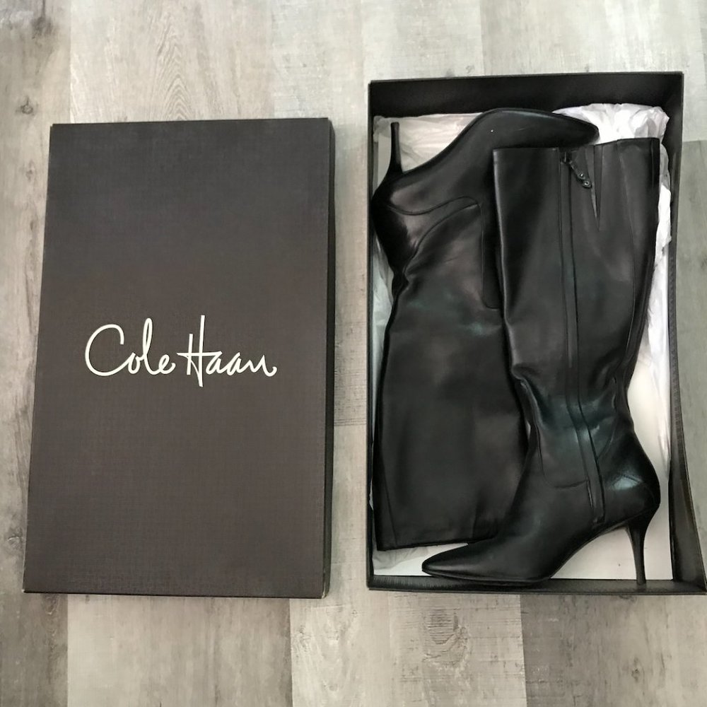 COLE HAAN Air Miranda Black Leather Boots Size 7.5